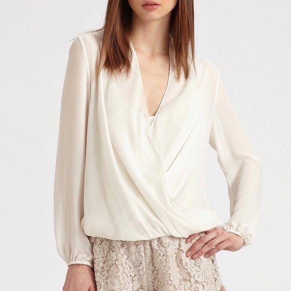 Haute Hippie Silk Wrap Surplice Blouse - Picture 1 of 10